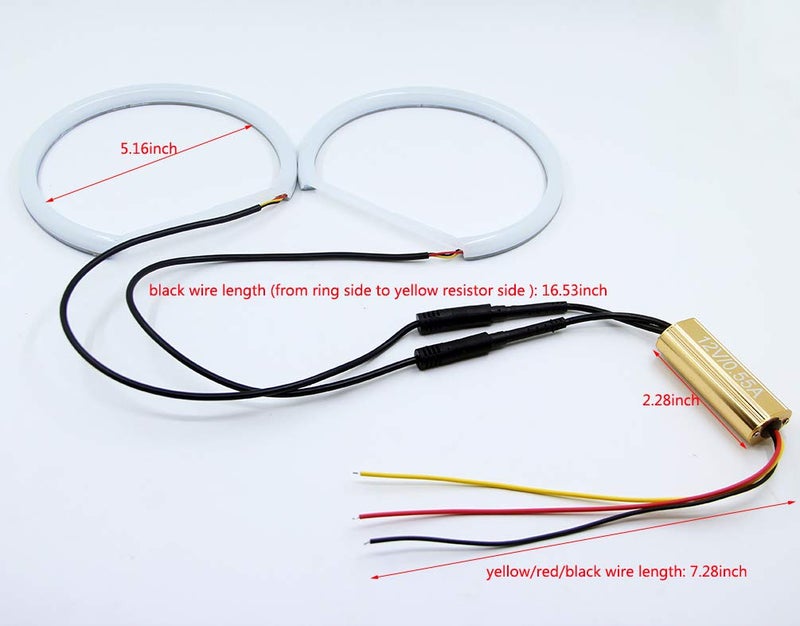 csslyzl Switchback Dual Color White/Amber 131MM Halo Rings Cotton Light SMD LED Angel Eyes Compatible with BMW E36 E38 E39 E46 M3 3,5,7 Series - Image 5